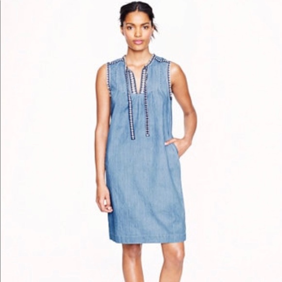 j crew denim shift dress